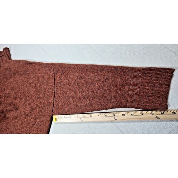 Poetry Cashmere Sweater Women’s 14 Brown Slim Funnel Neck Pullover Quiet Luxury - Picture 12 of 16